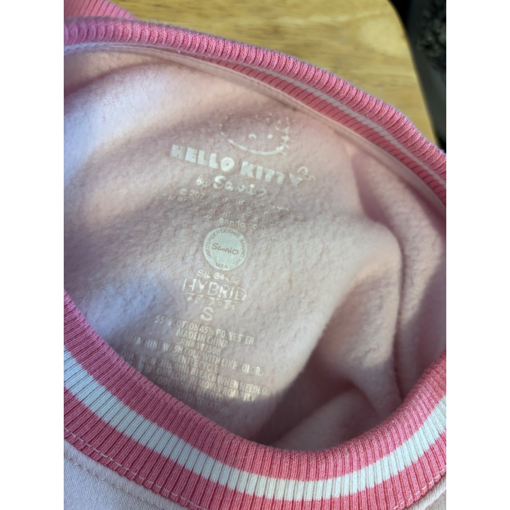 Hello Kitty Sanrio Pink Colorblock Sweatshirt Hybrid Apparel Striped Trim Small - Picture 5 of 5